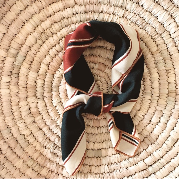 ⭐️SOLD⭐️ Cherie Silky Scarf Bandana in Rust Stripe - Picture 2 of 4